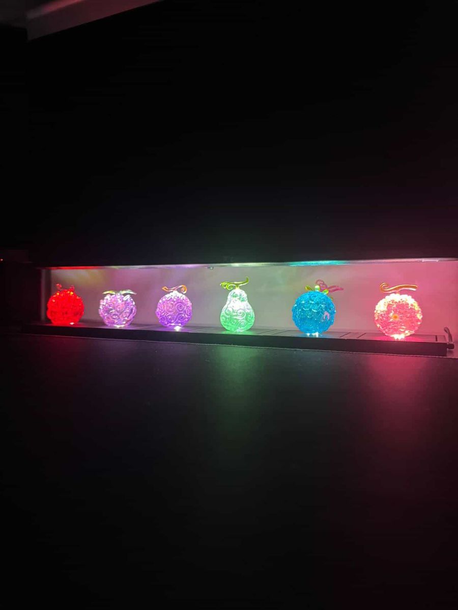 Five fruits lit in a row